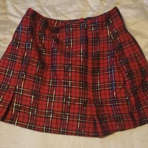 Sparkle gold and plaid skirt, back is pleated